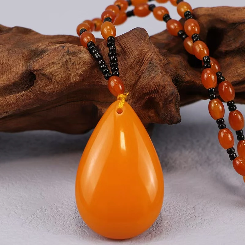 黄水滴吊坠复古风长款毛衣链时尚百搭男女通用X783