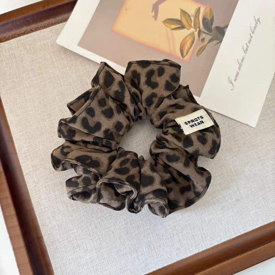 复古豹纹大肠发圈小版发量少丸子头发绳韩国新款马尾扎发小众头绳