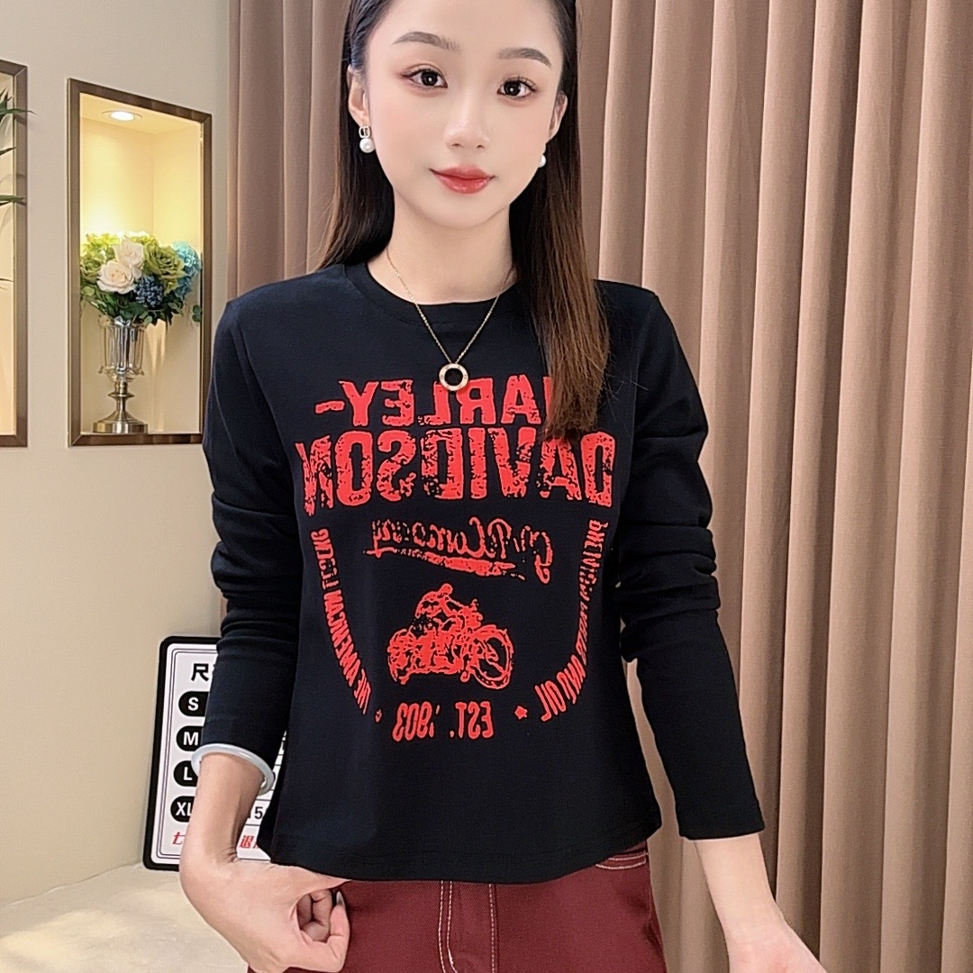 【机车骑士】6008#秋冬新款长袖T恤显瘦休闲打底圆领休闲百搭