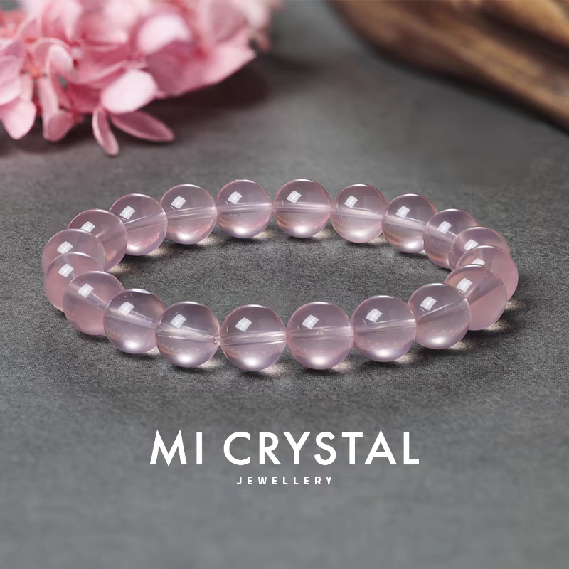 非金属仿水晶手链 天然星光粉水晶手串 9mm+