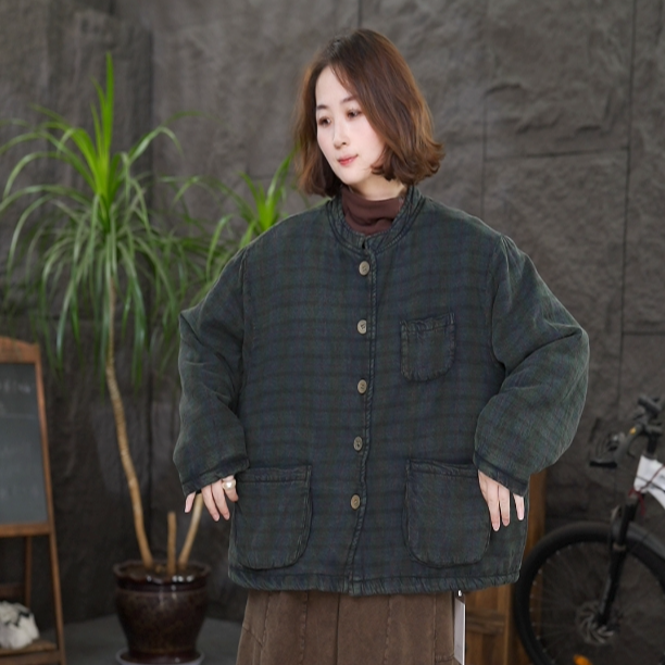 【立领条纹棉服】qq保暖棉衣秋冬款女装长袖休闲百搭短外套