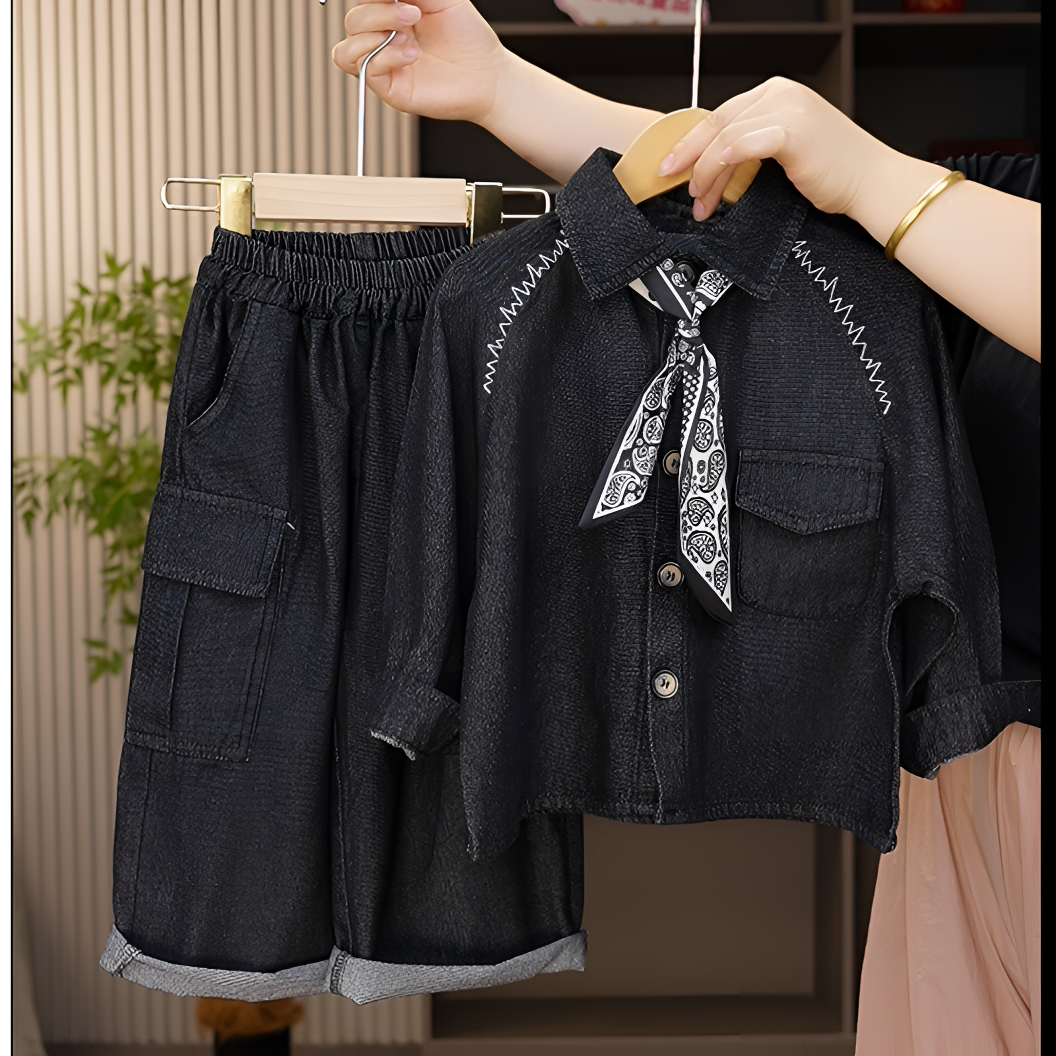 男童秋装牛仔套装2025新款儿童春秋衬衫潮流两件套韩版秋季外套