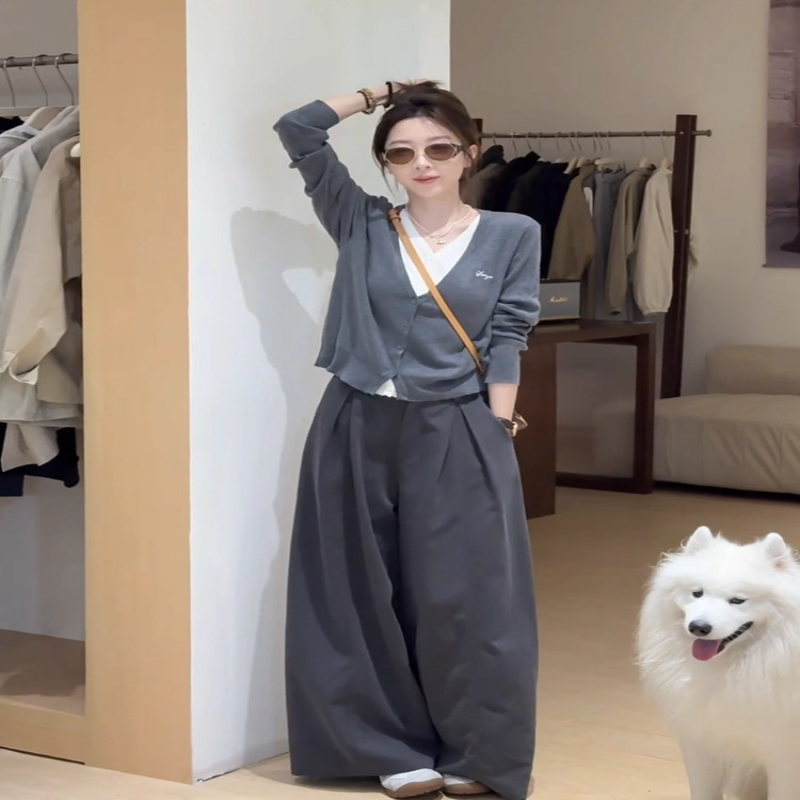 9421秋日韩系穿搭ootd减龄大方一整套女巨好看上衣阔腿裤两件套装