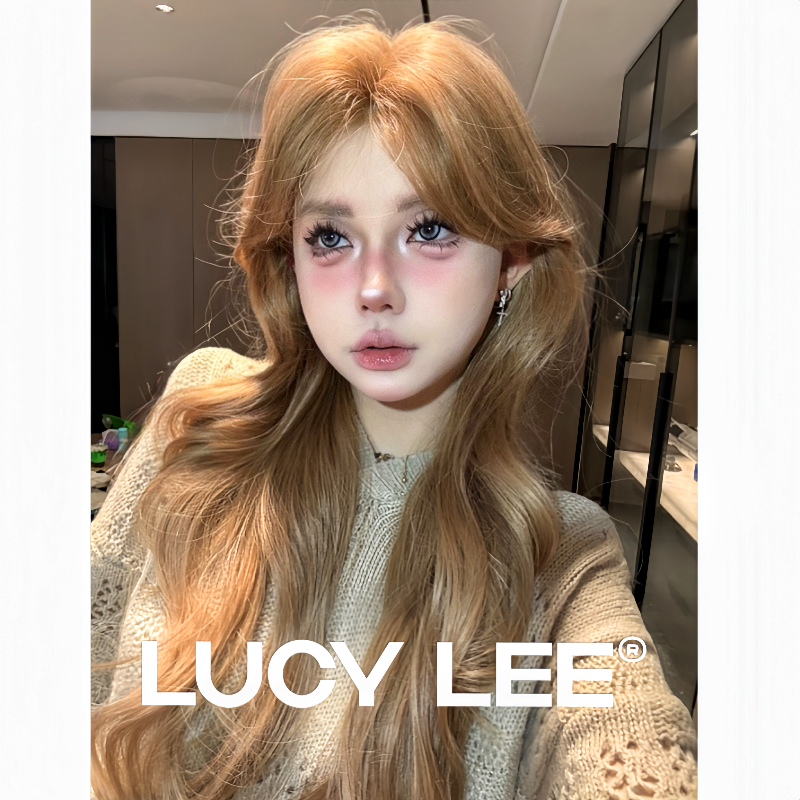 LUCYLEE【免修剪-香槟金棕】精修层次长卷发白金假发全头套推荐