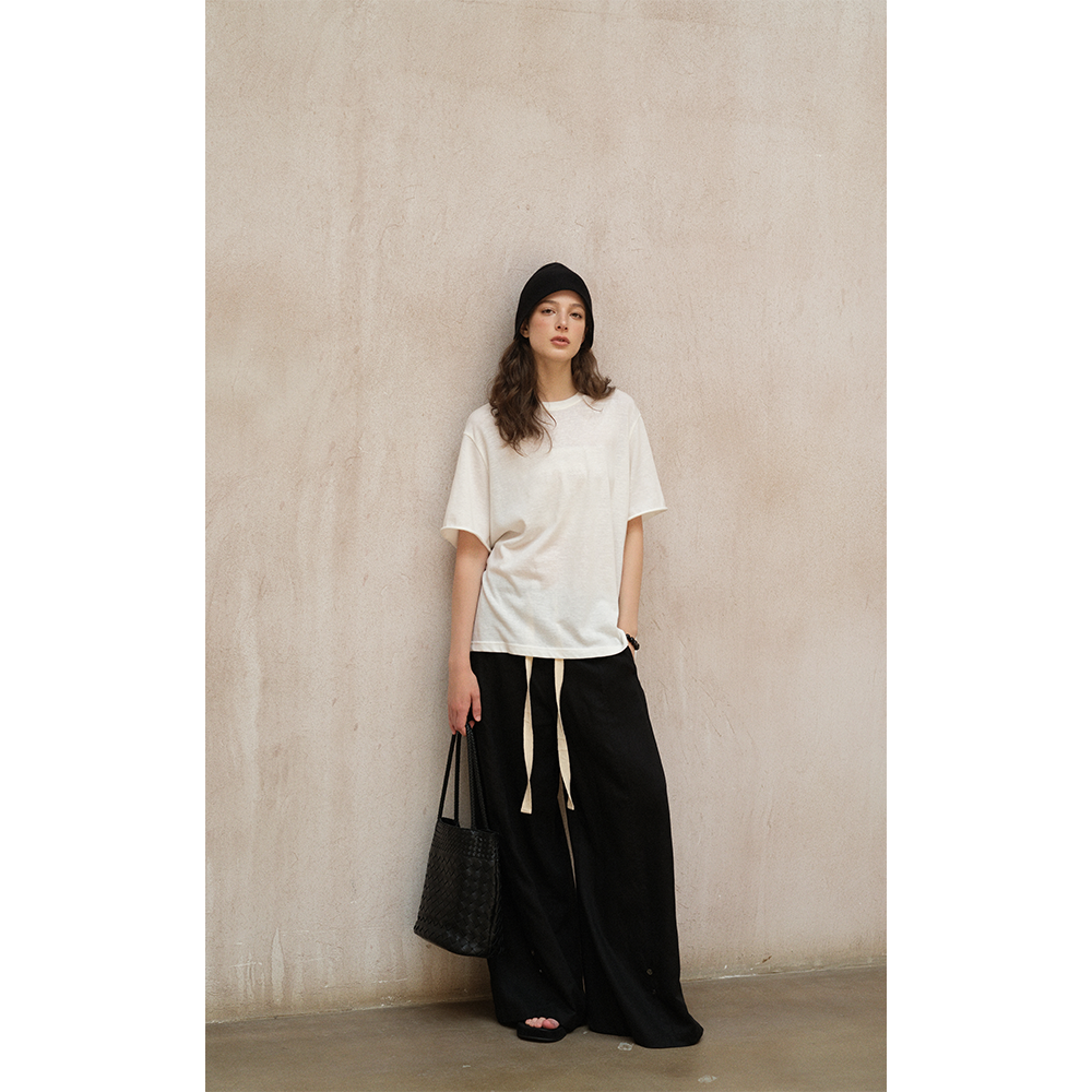 LA CALLA卷卷小T极简高级休闲百搭时尚落肩短袖T恤YY51-2125