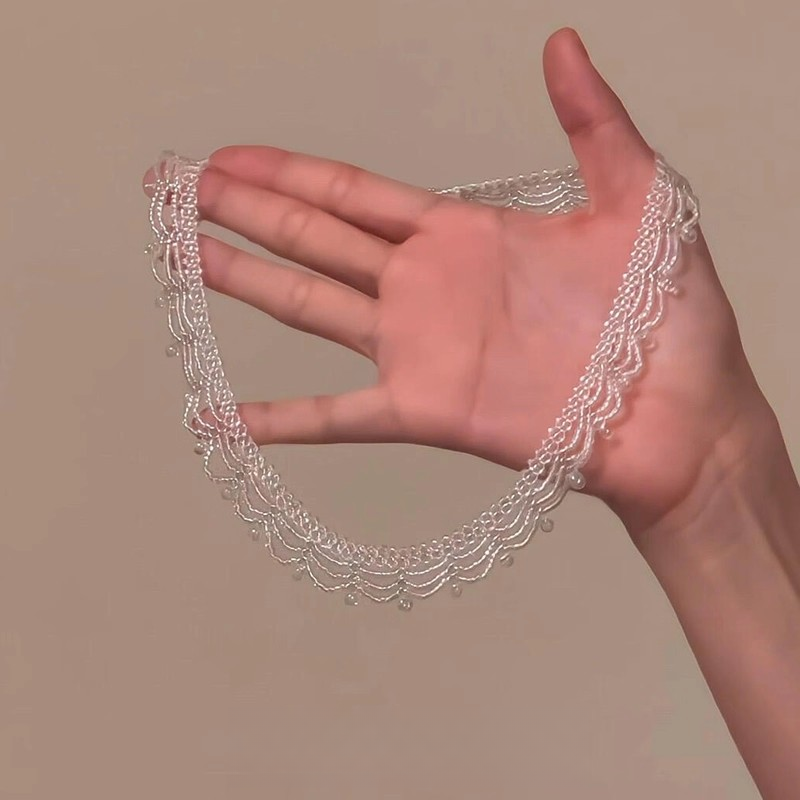 铜合金项链 法式多层蕾丝串珠项链时尚气质冷淡风高级感锁骨链女