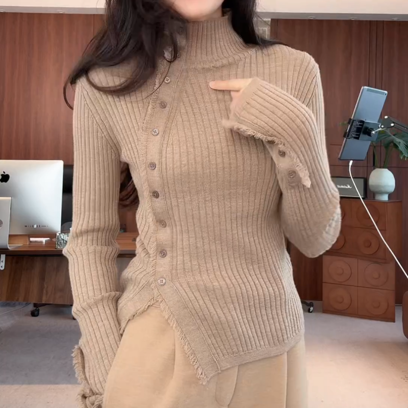 2025冬季新款百搭修身气质高领设计款针织衫LK2507832