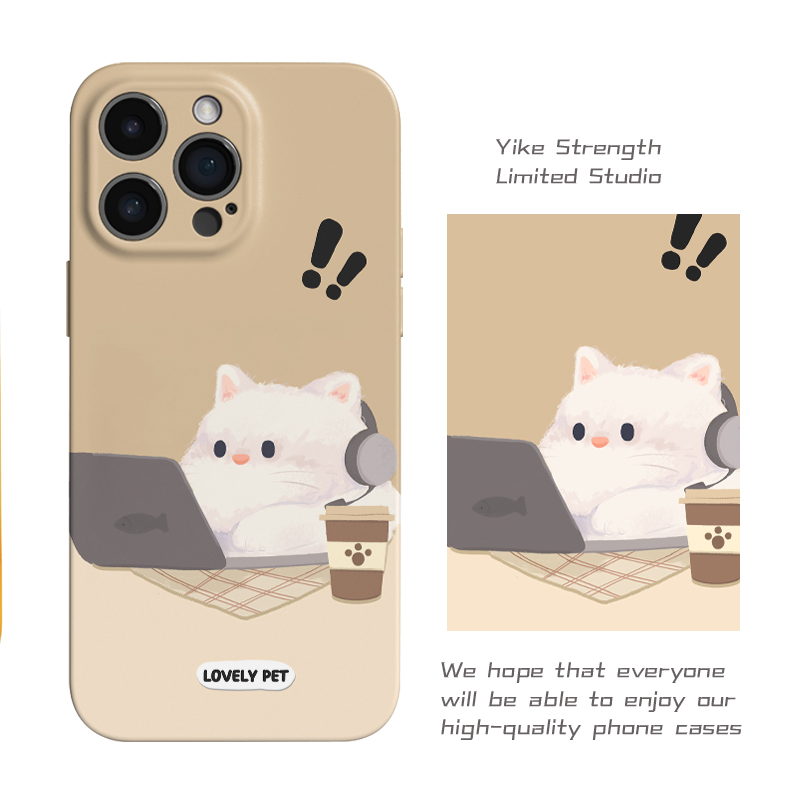 工作狂猫猫菲林软壳进口光面适用华为苹果13rpomax/14/16pro