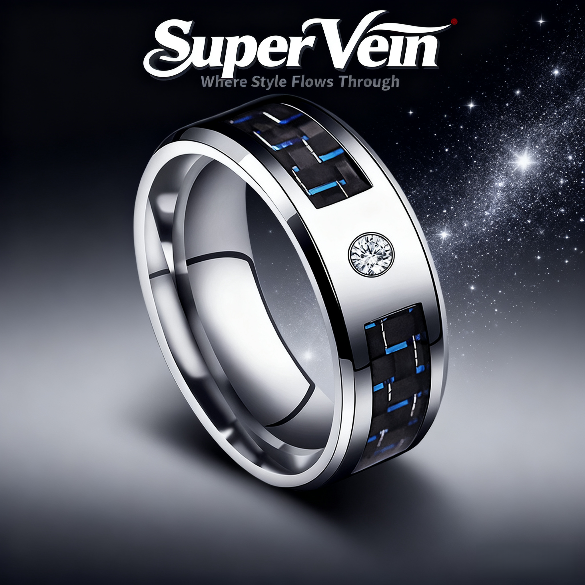 铁合金合成锆石戒指 钛钢男戒欧美嘻哈食指小众个性不掉色时尚ins