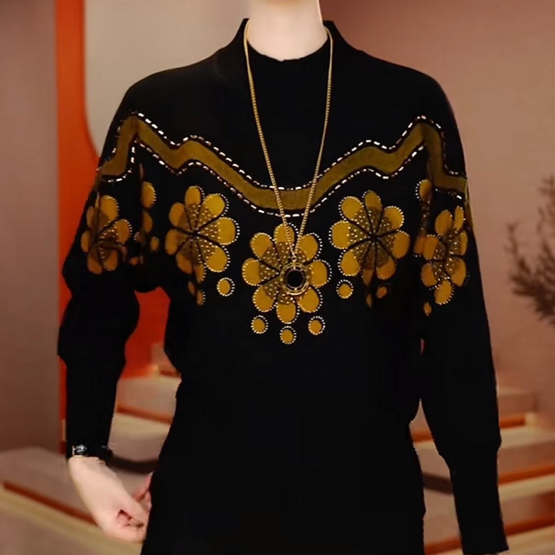 冬季气质百搭高端显瘦针织衫中老年长袖休闲遮肉时尚潮流妈妈毛衣