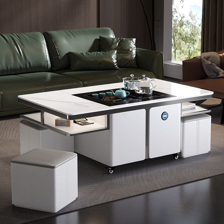 茶几电视柜岩板家用客厅简约小户型现代轻奢升降功夫茶桌自动烧水
