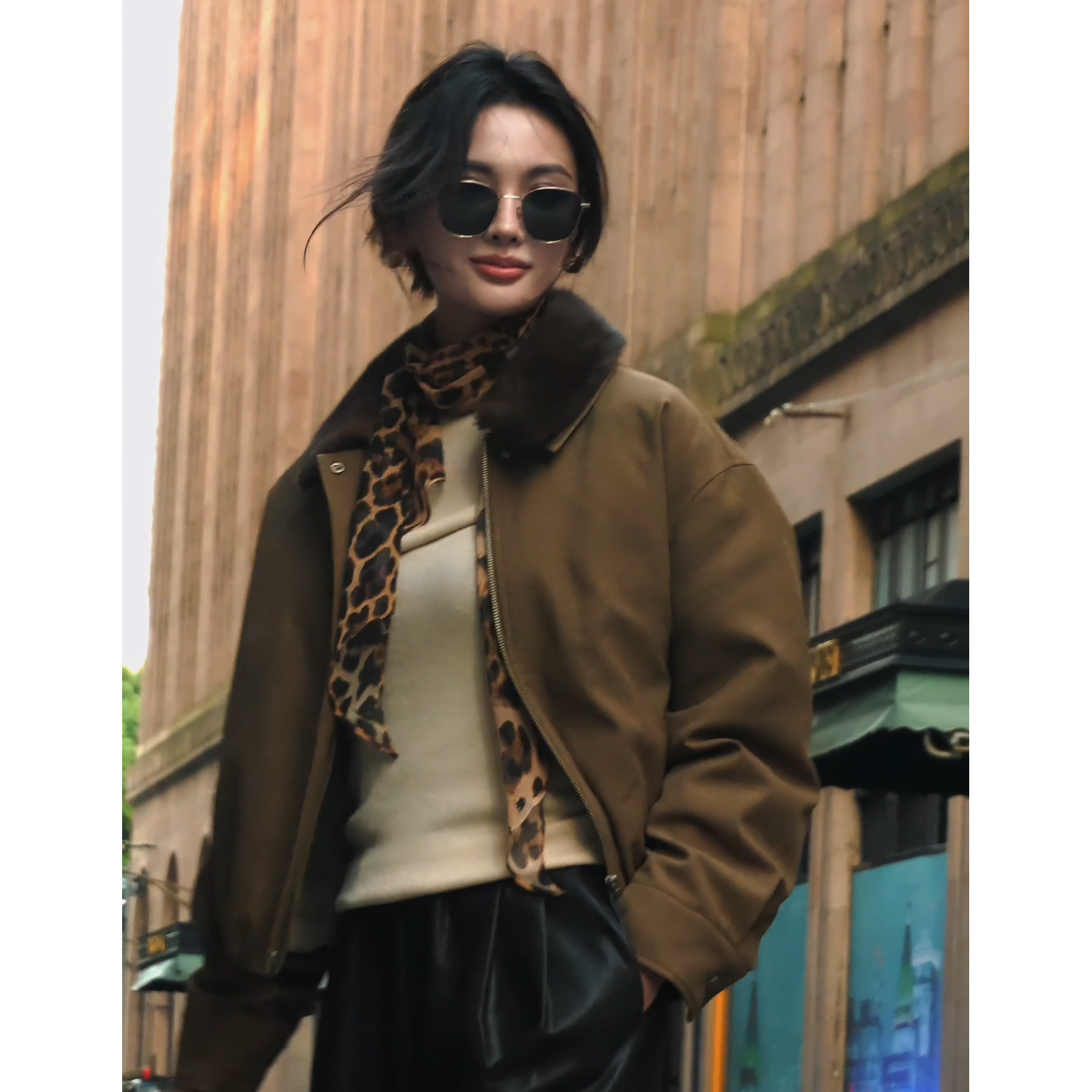 机车夹克复古高级感加厚美式冬季水貂毛领鹅绒羽绒服A051145