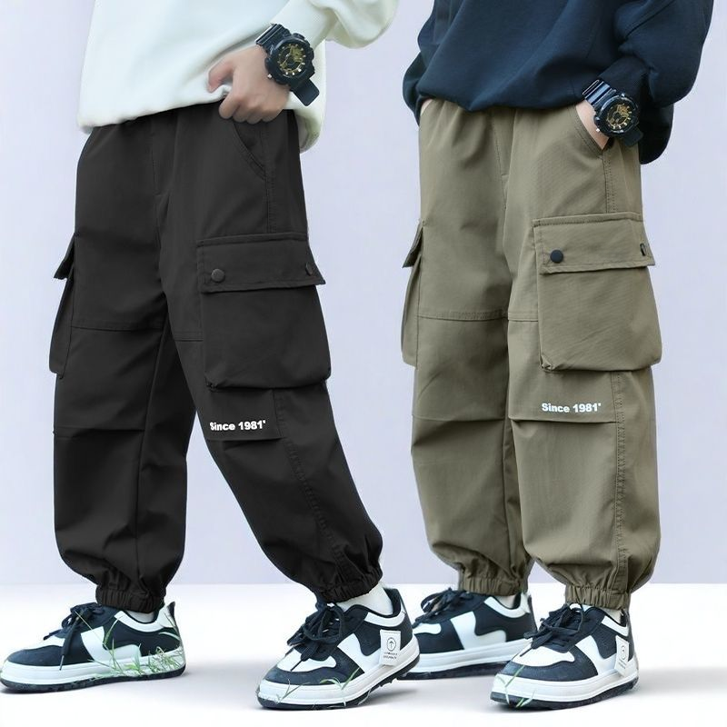 男童春秋加绒痞帅裤子2025春秋新款儿童工装裤中大童宽松舒适裤潮