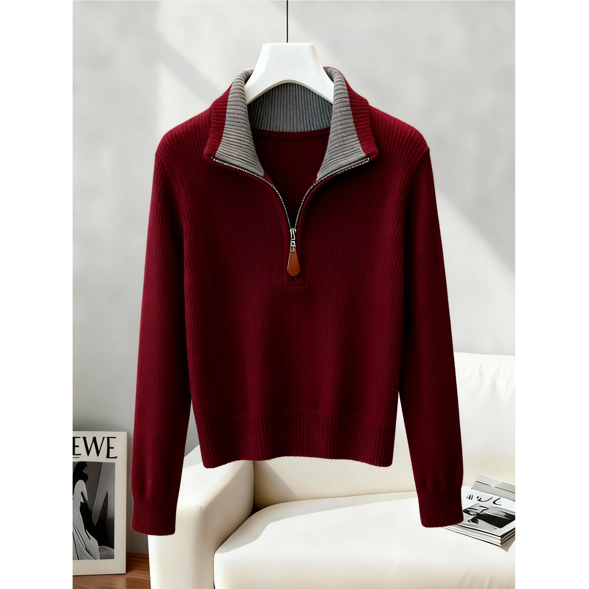 时尚慵懒风设计感撞色针织衫女2025秋冬季新款高级感百搭显瘦上衣