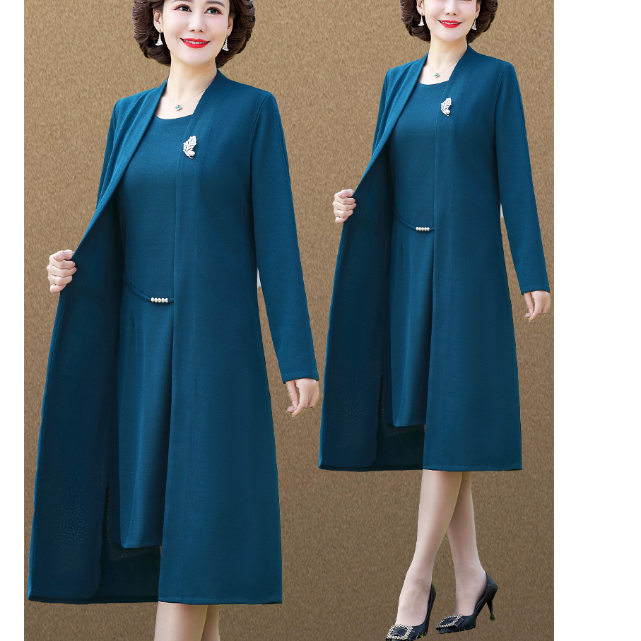 婚礼妈妈秋装2025新款喜婆婆婚宴礼服中年阔太太旗袍连衣裙两件套