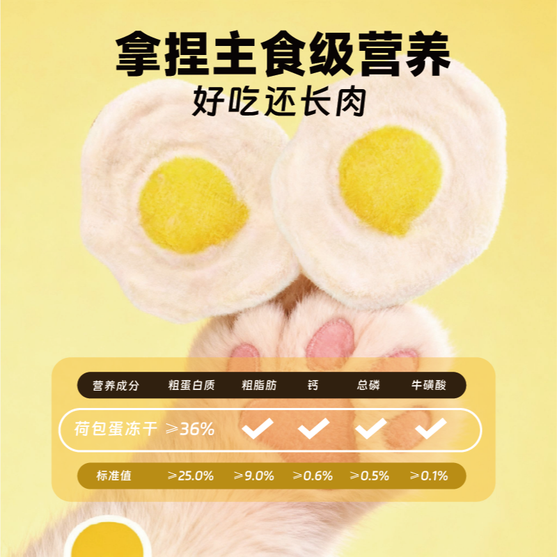 鱼禾猫【主食级荷包蛋】荷包蛋冻干肉蛋奶营养好吸收猫咪冻干高蛋白