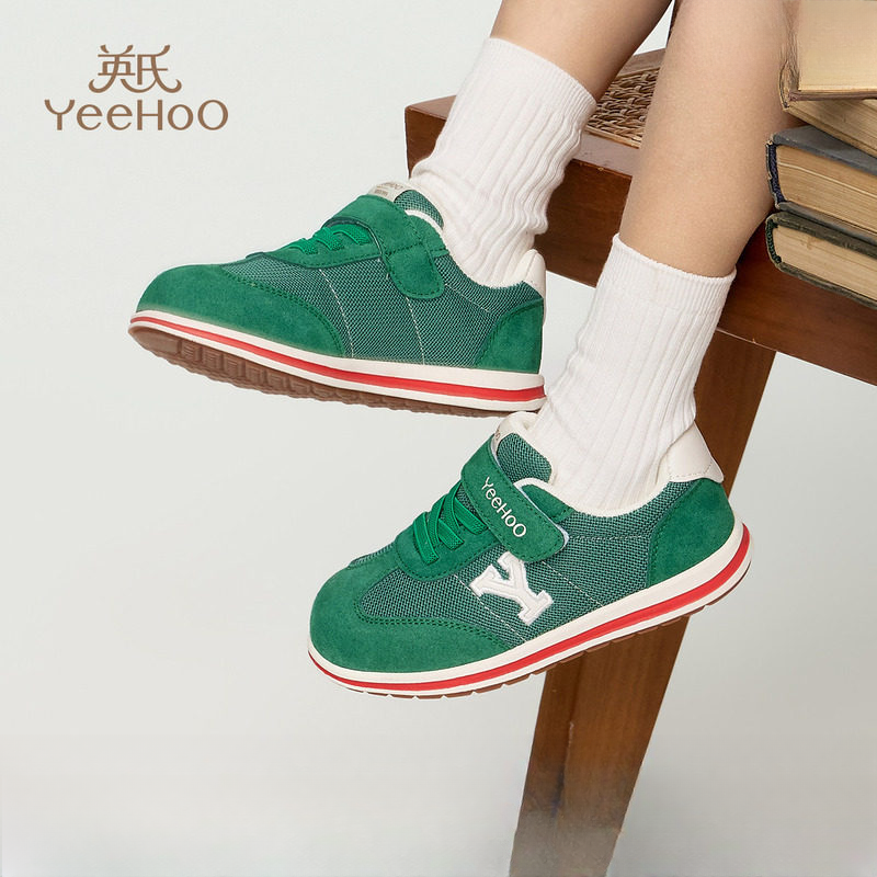 英氏童鞋春季新款女童绿色网面运动鞋儿童透气休闲鞋轻便宝宝鞋子