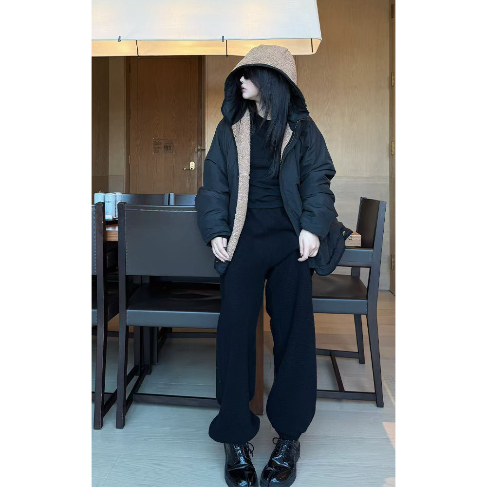 LA CALLA【温暖过冬】棉质摇粒绒宽松撞色连帽夹克外套BL-WV8071