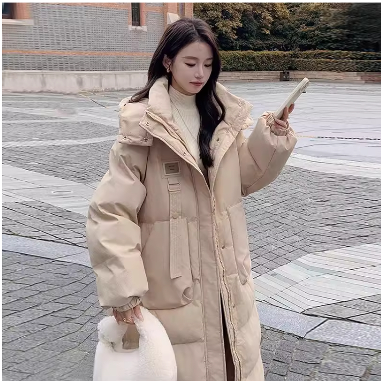 高级感韩系棉服女棉衣2025年冬季新款中长款过膝加厚宽松棉袄外套