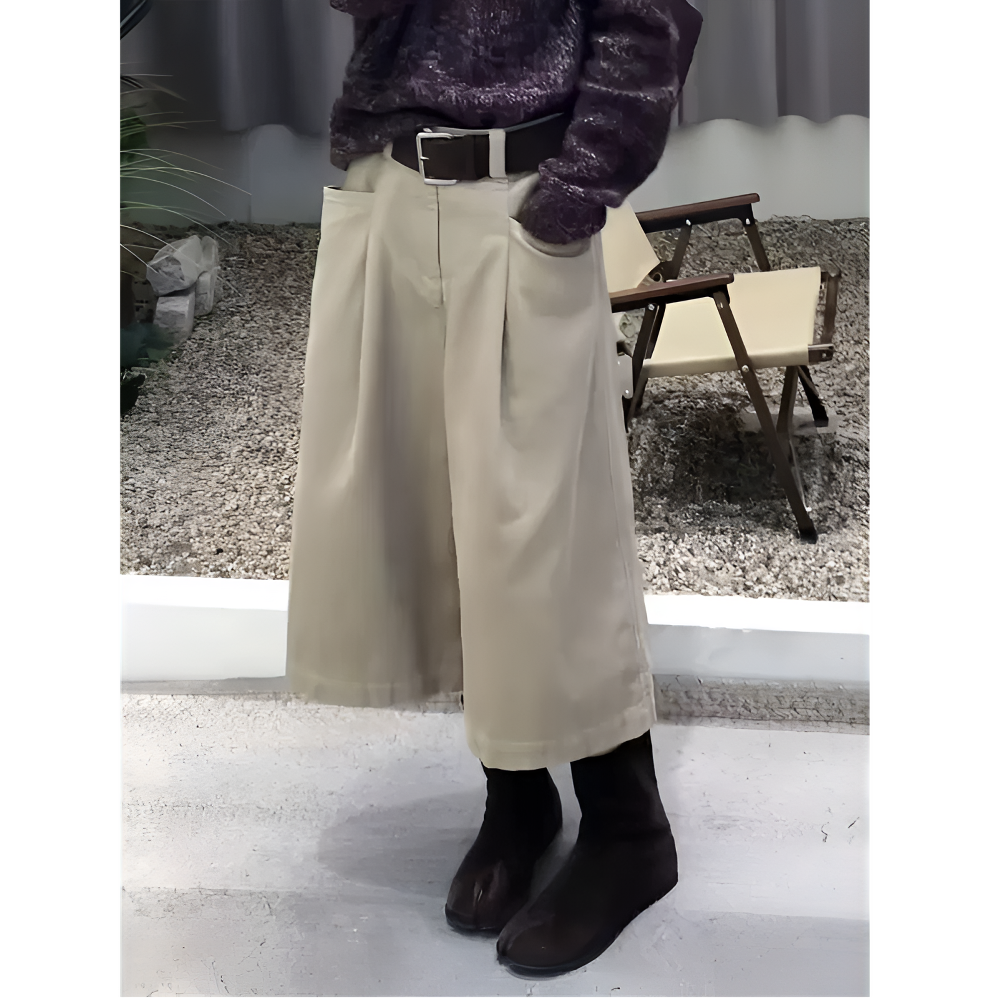 高腰灯芯绒阔腿七分裤女2025秋冬新款爆款休闲显瘦直筒工装裤子