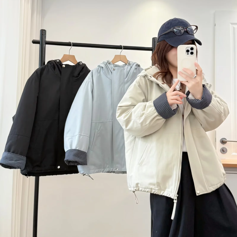 2025秋冬新款大码百搭洋气时尚宽松显瘦遮肉减龄连帽保暖棉服上衣