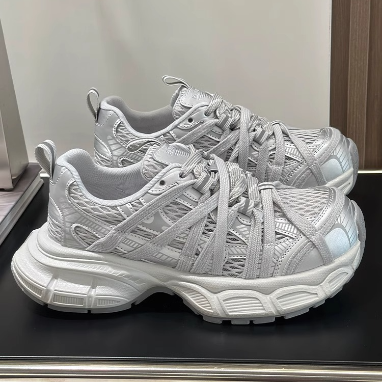 厚底绑带老爹鞋女2025新款欧洲站网面时尚百搭轻便运功休闲鞋潮鞋