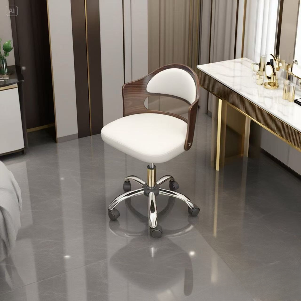 极简轻奢转椅化妆凳升降家用靠背椅学生写字椅电脑椅可移动办公椅