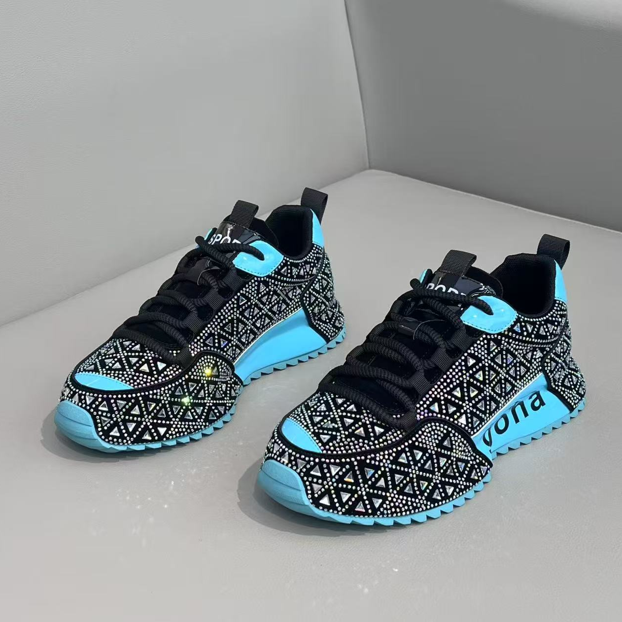 欧洲站老爹鞋2025秋季新时尚烫钻网红潮鞋厚底增高男士运动休闲鞋