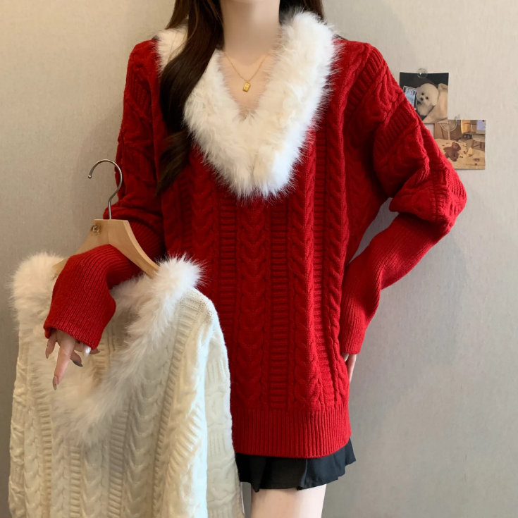 法式慵懒风毛领针织衫女秋冬季新款高级感气质时尚超好看百搭毛衣