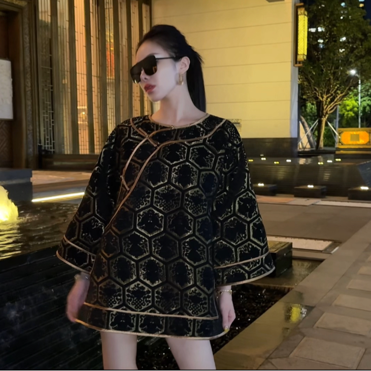 蘇格高定-【手工坊-浮光掠影】国风时尚复古秋冬盘扣长袖外套上衣