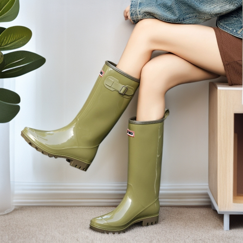 雨鞋女士时尚外穿高筒厚底柔软舒适水鞋防滑轻便耐磨户外出行雨靴