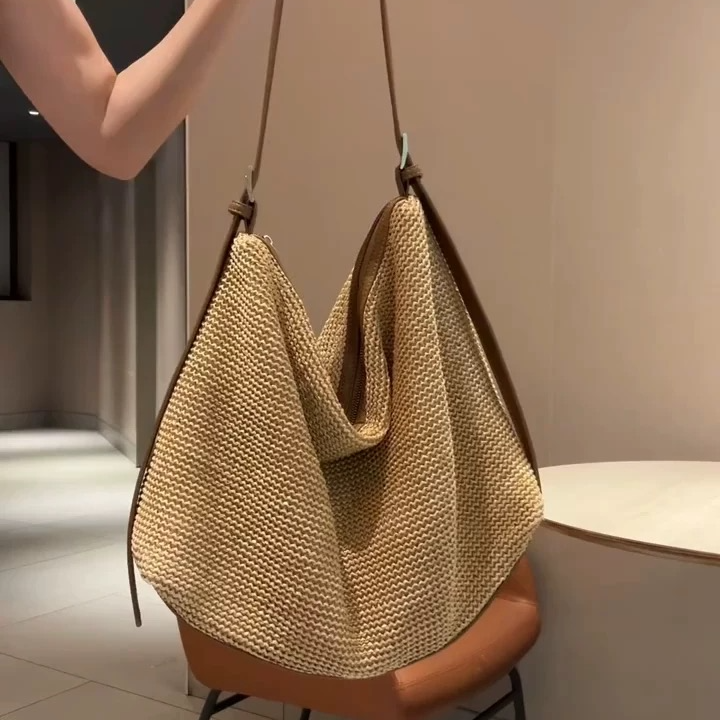 大容量慵懒风包包女式2025新款夏季时尚休闲编织托特包单肩斜挎包