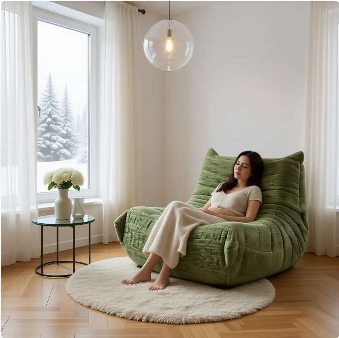 毛毛虫沙发奶油客厅懒人沙发可躺可睡觉单人沙发床网红阳台休闲椅