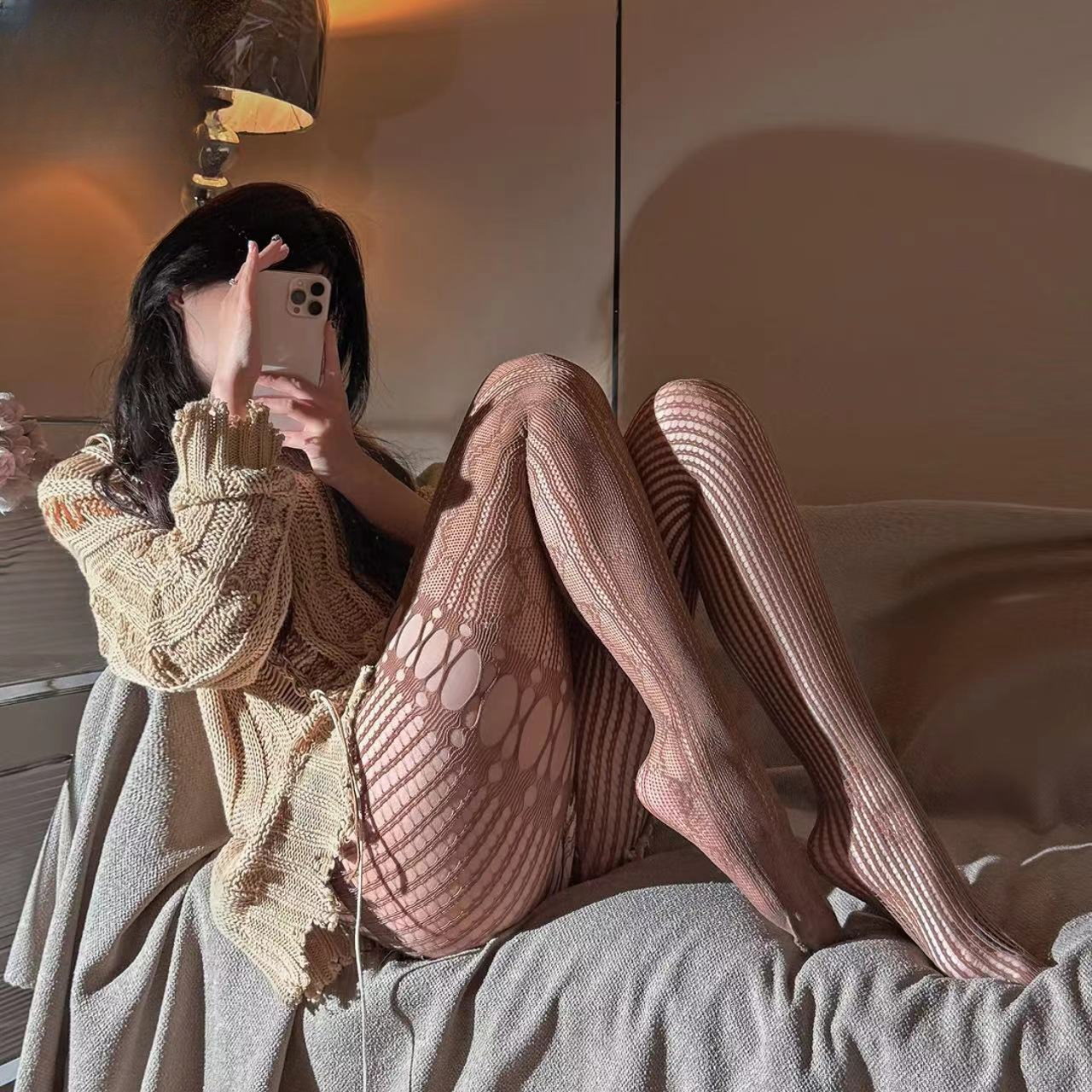 性感蕾丝竖纹连裤袜AB款黑丝网袜长筒袜个性缕空丝袜禁欲系渔网袜