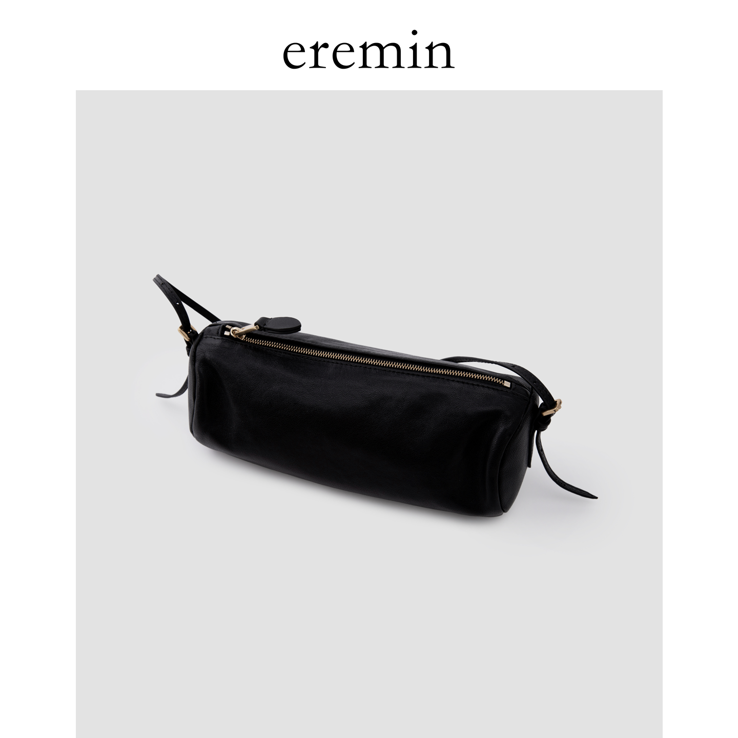 Min A级羊皮复古圆筒笔袋包简约百搭单肩包