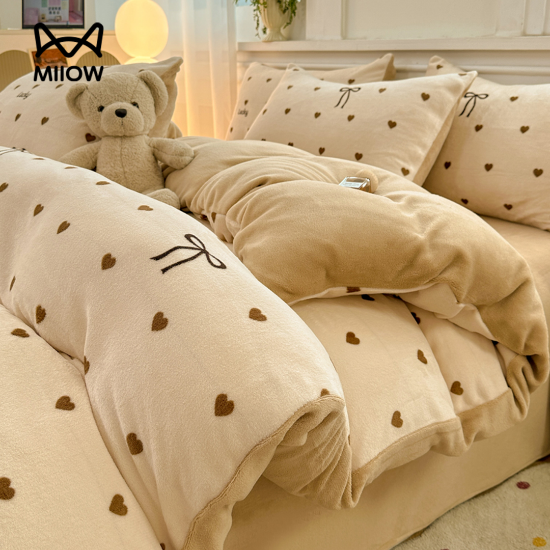 猫人冬季加厚牛奶绒四件套2025新款珊瑚绒床单被罩三件套床上用品