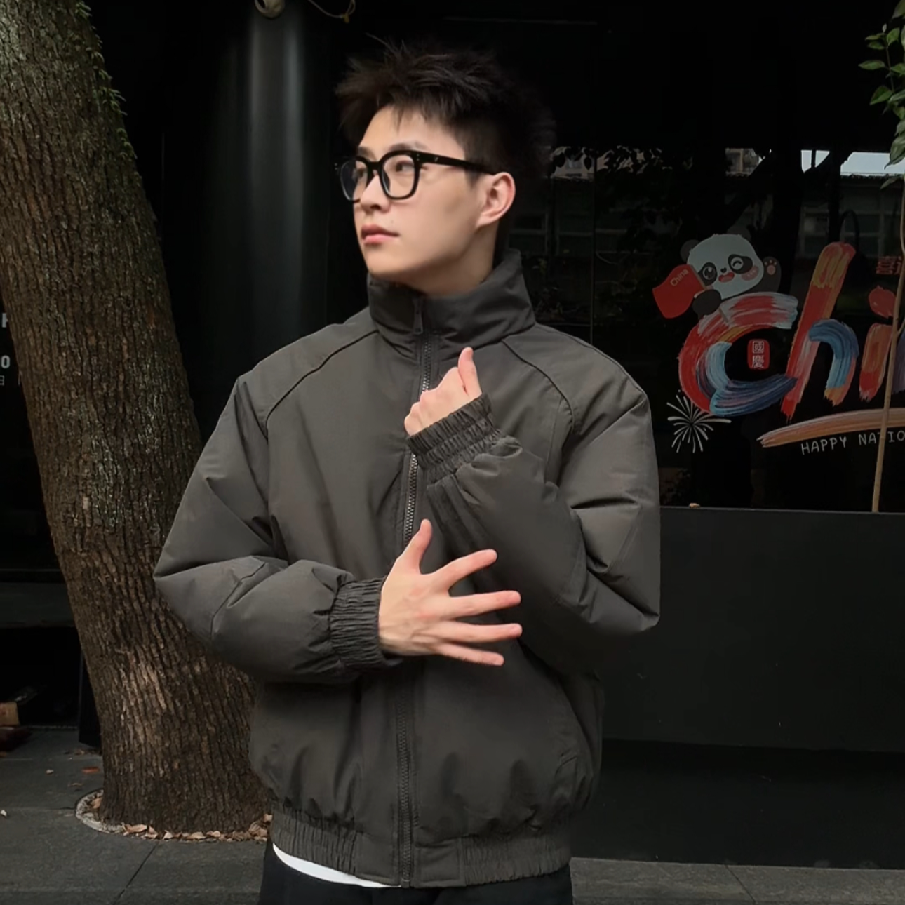 美式高街加棉加厚立领夹克棉服保暖外套男士潮流时尚休闲运动夹克