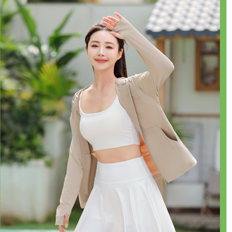 朱总服饰男女同款原纱型黑胶可拆卸帽檐UPF50+防晒衣