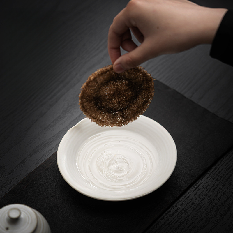 复古陶瓷茶盘家用干泡台丝瓜络养壶垫壶承茶桌隔热垫紫砂壶托茶承