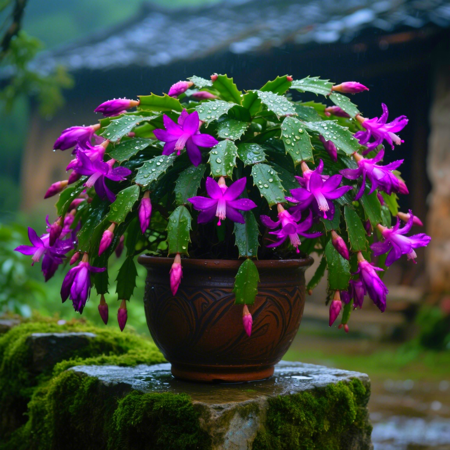 带花苞发深紫蟹爪兰盆栽嫁接花苗大盆重瓣花阳台室内花卉四季开花