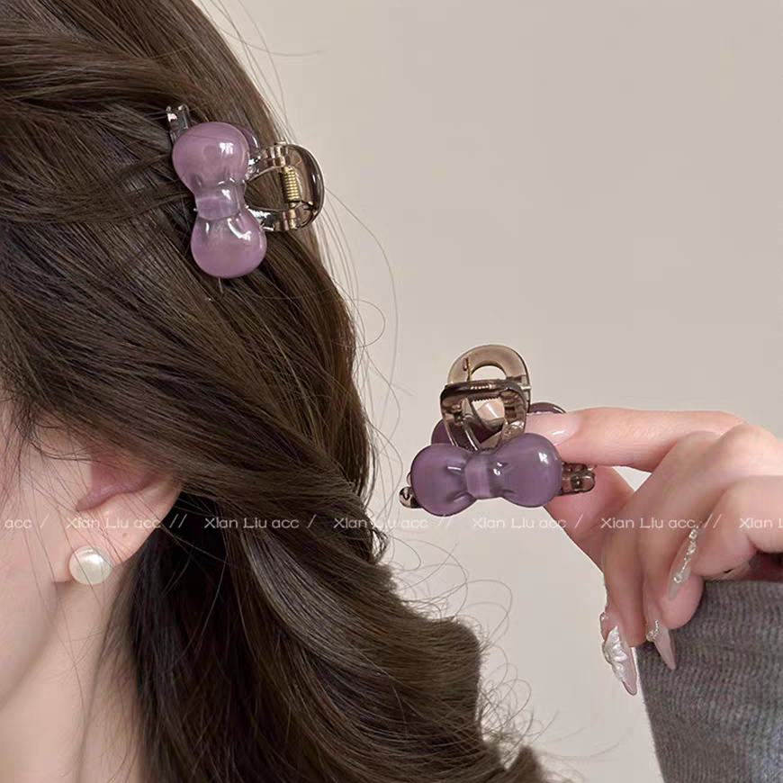 清新果冻色蝴蝶结小号抓夹女2025新款高级感鲨鱼夹气质后脑勺发夹