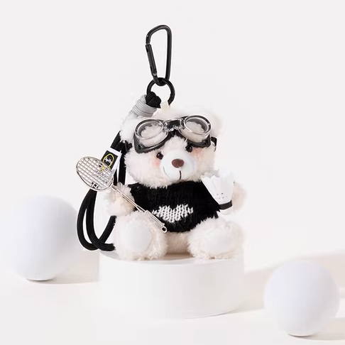 毛绒穿衣小熊公仔包钥匙扣挂件情侣羽毛球玩偶背书包挂饰小礼物TJ