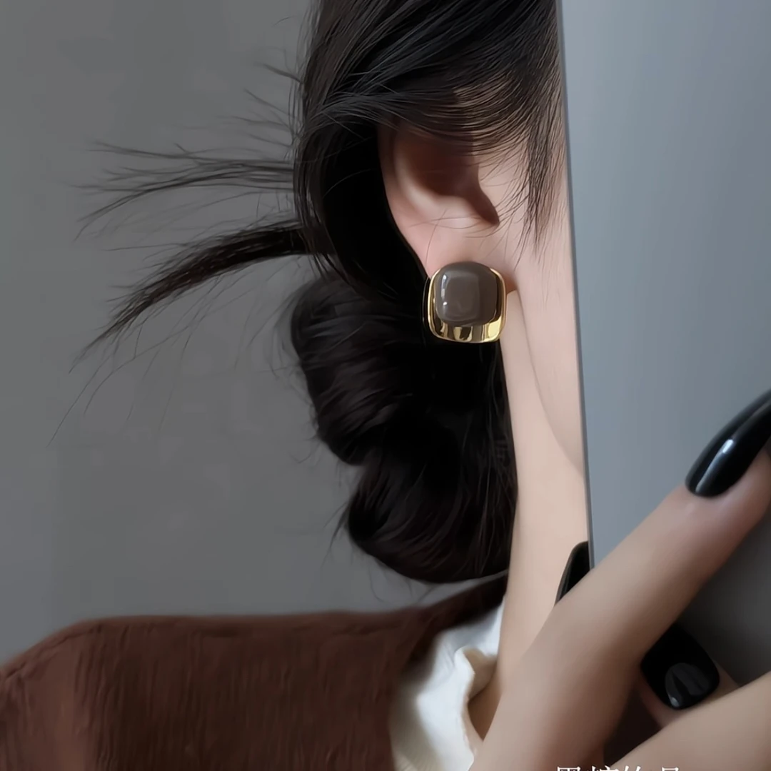 双11好物 美拉德几何方形耳钉轻奢高级气质小众耳环