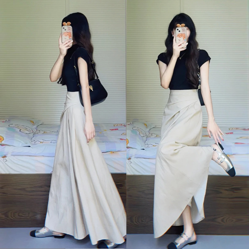 夏装搭配减龄穿搭一整套大码胖mm韩系盐系轻熟针织短袖半身裙套装