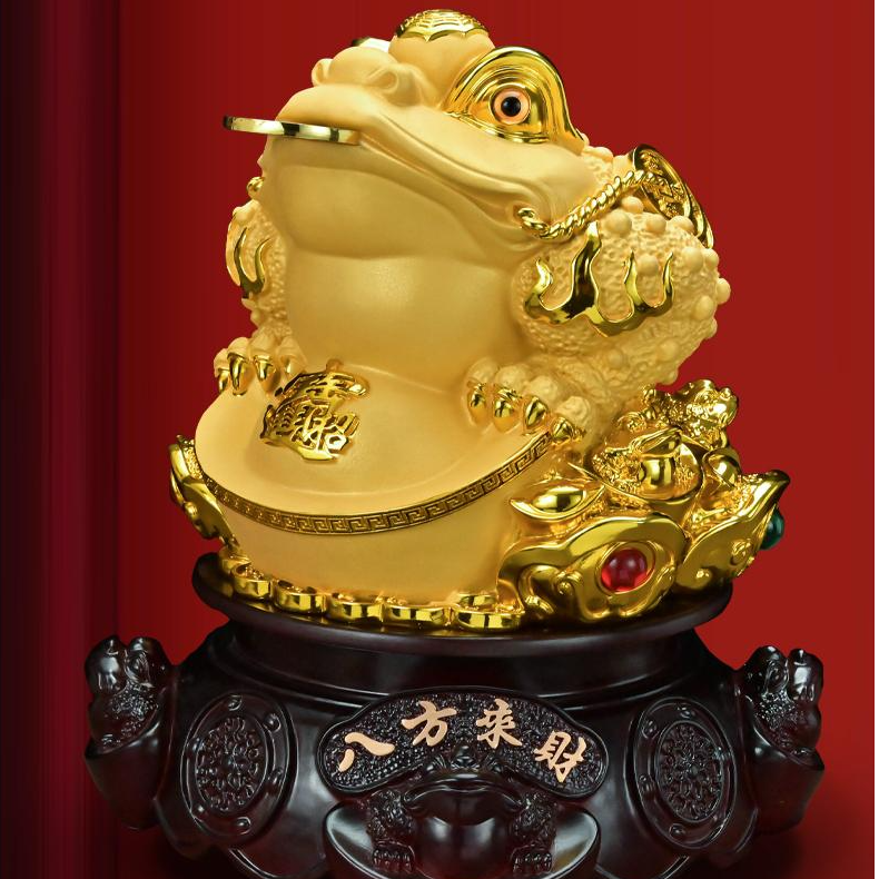 开业送礼三足金蟾摆件店铺办公室收银台装饰可旋转金蟾摆设工艺品