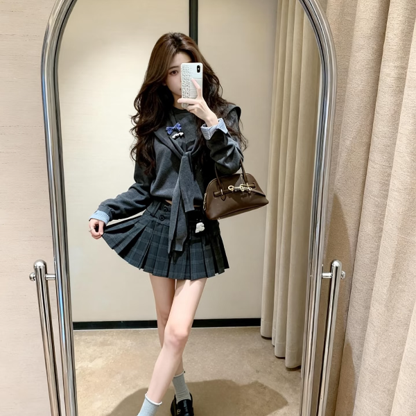 2025秋季新款时尚套装气质显瘦洋气休闲百搭性感辣妹外出上衣半裙