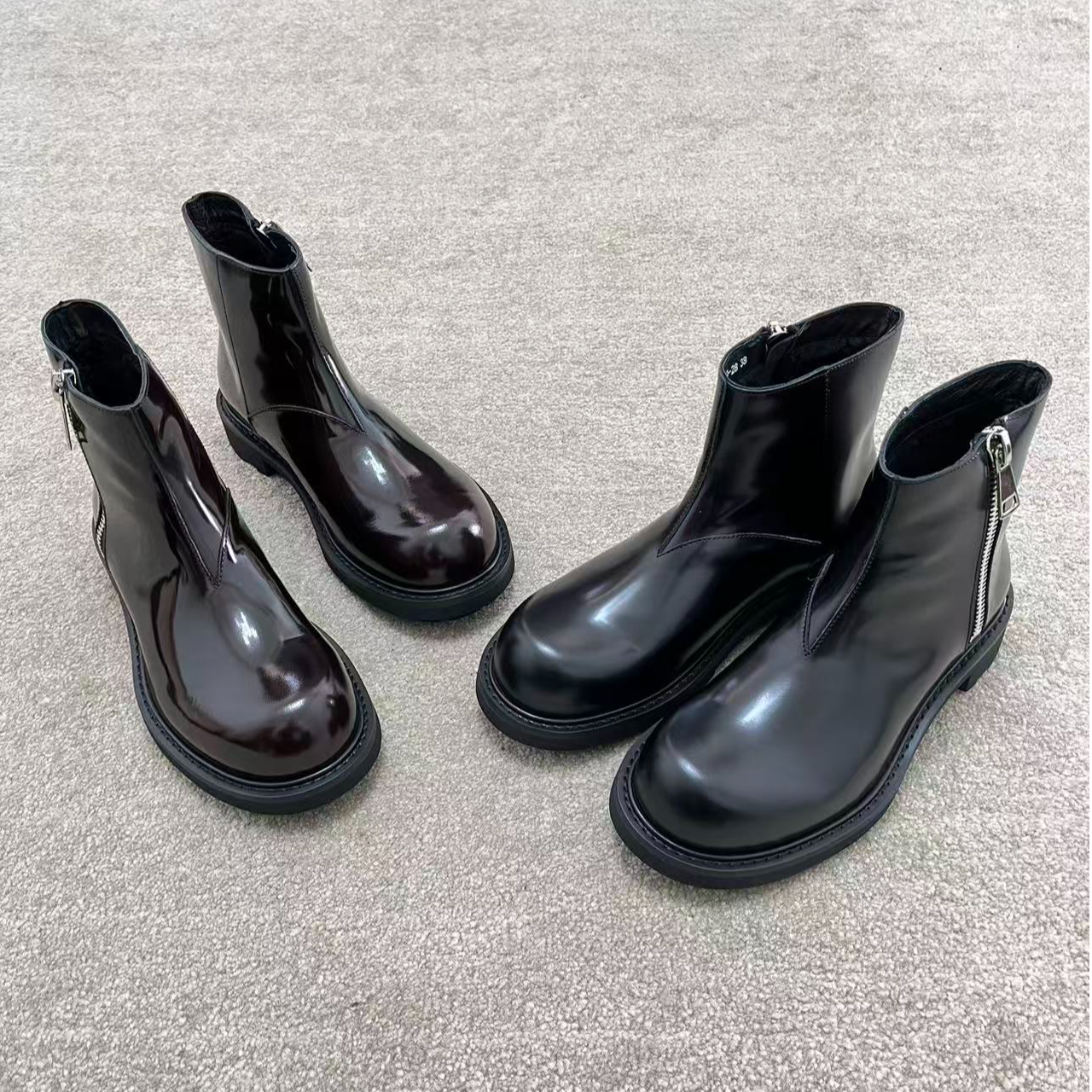 冬季加绒时尚高帮拉链款轻奢商务休闲男款切尔西马丁靴【偏大一码】