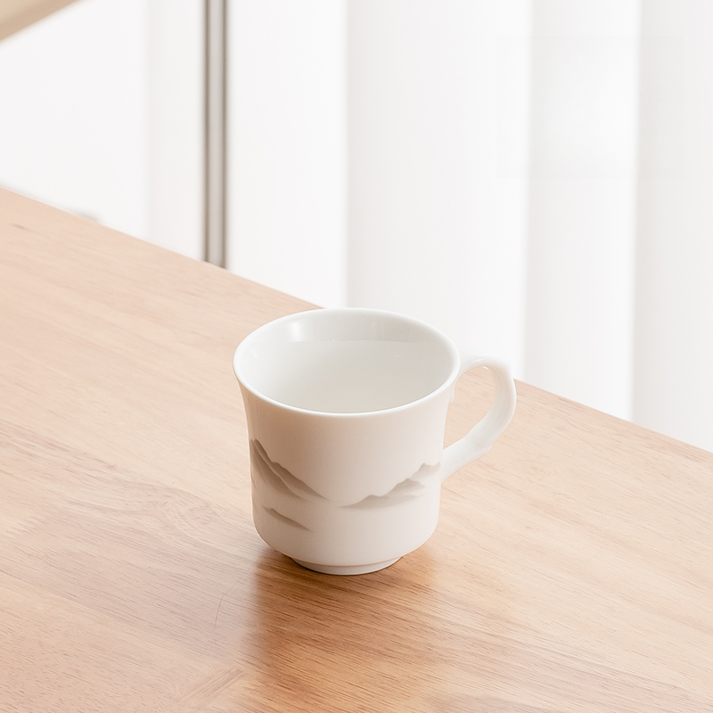 白瓷观山远山主人杯个人专用防烫茶杯茶水杯160毫升喝茶杯子