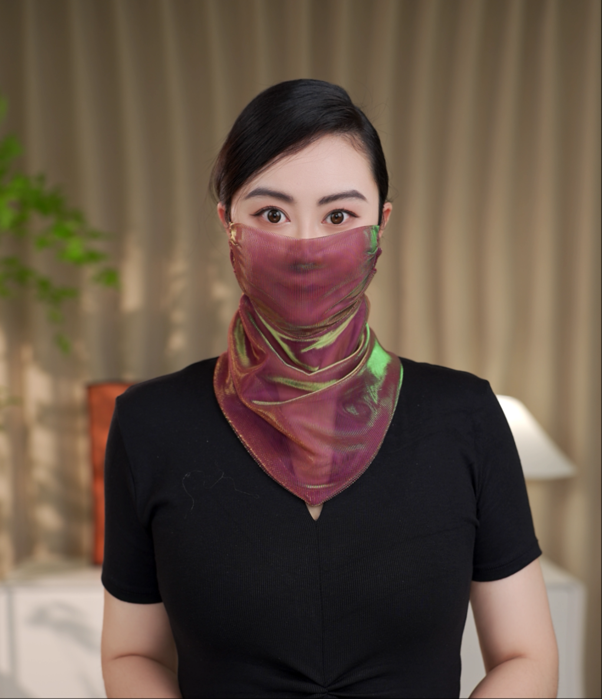 2025新款夏季韩版防晒面纱炫彩多功能围巾丝巾口罩防晒遮脸洋气