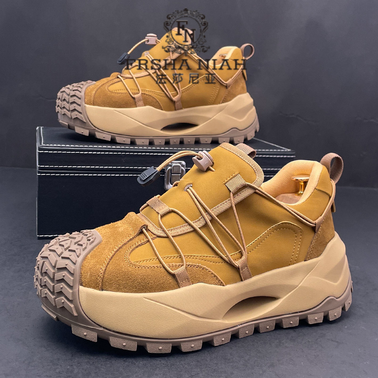 法莎尼亚老爹鞋男秋季新款时尚复古厚底阿甘鞋内增高运动休闲鞋子